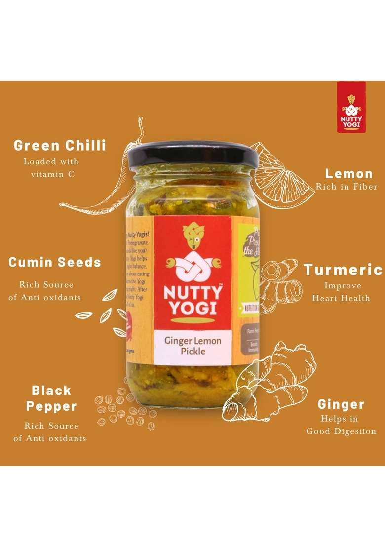 Nutty Yogi Ginger Lemon Pickle 200 Gms - Indya