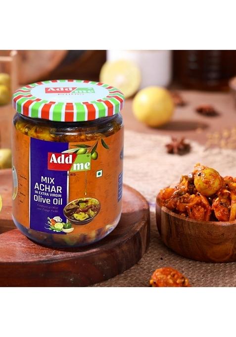Add Me Homemade Mixed Pickle In Olive Oil 500Gm Mango Chilli Lemon Carrot Ker Ginger Karonda Lasoda Fruit Mix Achar Punjabi Style 500 Gm Glass Jar