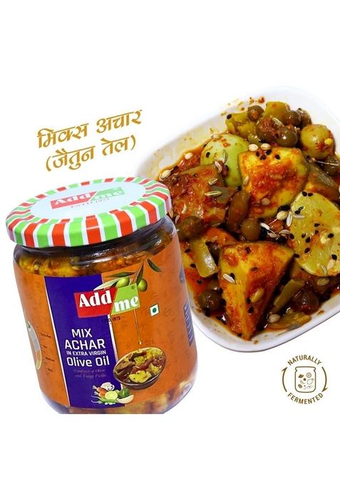 Add Me Homemade Mixed Pickle In Olive Oil 500Gm Mango Chilli Lemon Carrot Ker Ginger Karonda Lasoda Fruit Mix Achar Punjabi Style 500 Gm Glass Jar