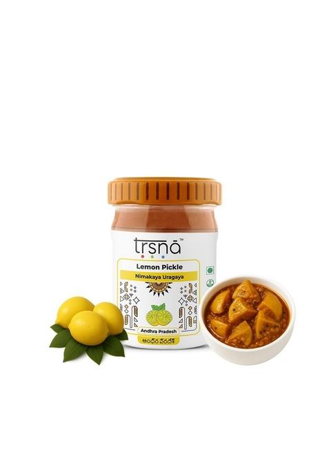 Trsna Premium Lime Pickle 110 Gram| Authentic Andhra Style Achar| Traditional Made Nimbu Ka Nimakaya Uragaya| Tangy And Spicy | Fresh Glass Jar