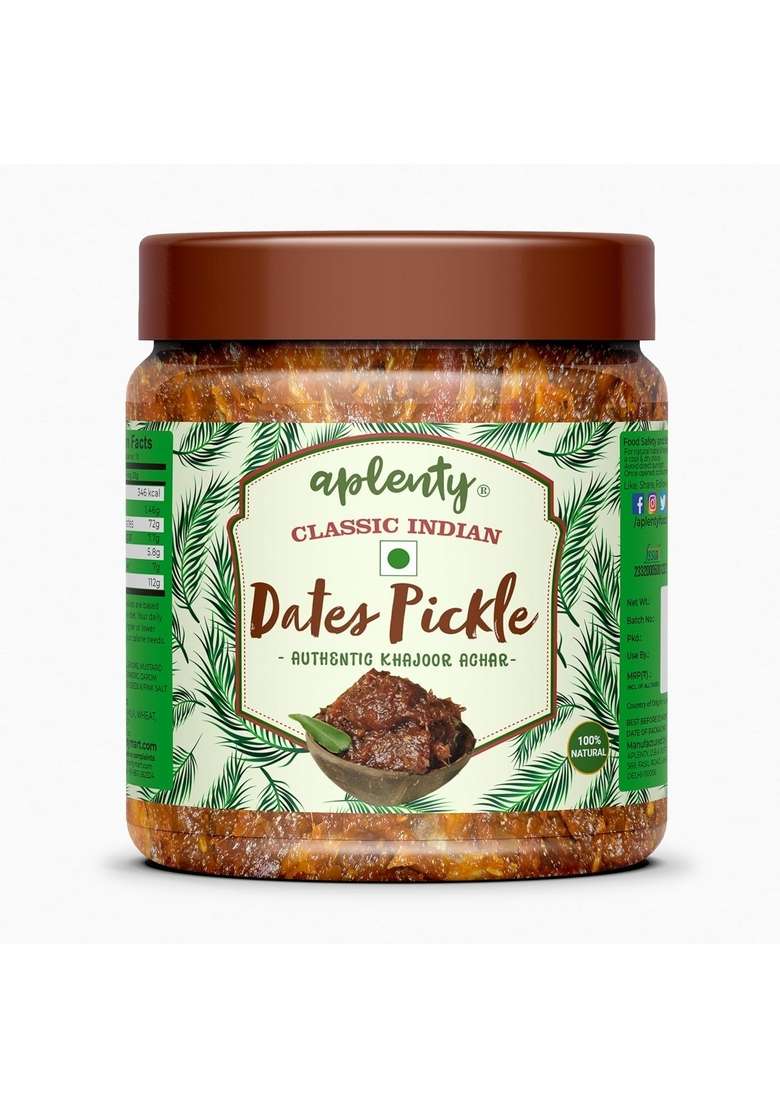 Aplenty Dates Pickle | Khajoor Ka Achar Natural Homemade Tasty Khajur Aachar No Preservatis Added Flavours 400G - Indya