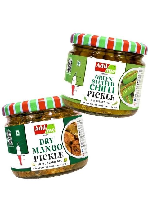 Add Me Combo Pickle Of | Dry Mango Aam Ka Achar And Green Stuffed Chilli Pickles Hari Mirch Bharua Achaar Home Made Indian 300 Gm Pack 2