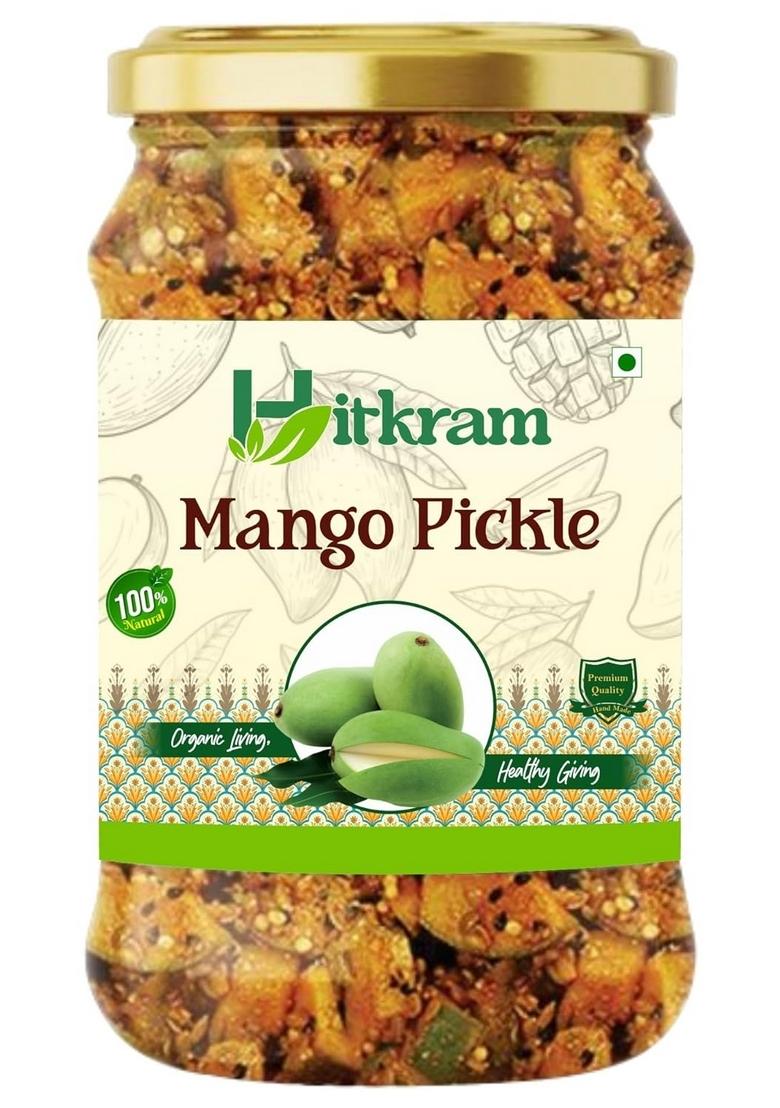 Hitkram 100 Natural Mango Pickle 500Gm Free From Artificial Colors And Additives Aam Ka Achar