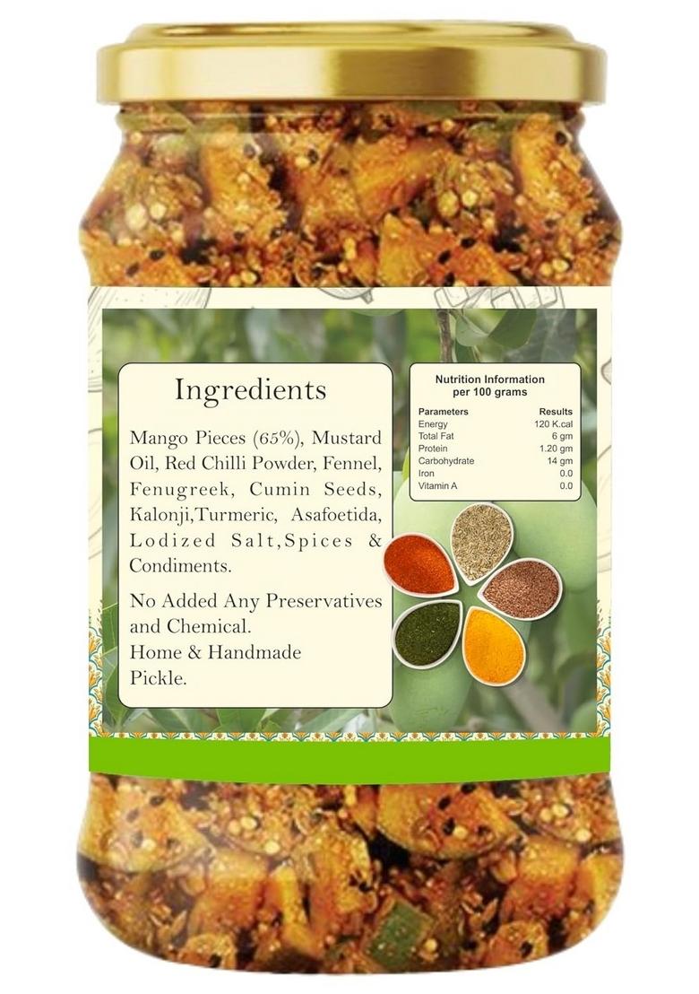 Hitkram 100 Natural Mango Pickle 500Gm Free From Artificial Colors And Additives Aam Ka Achar