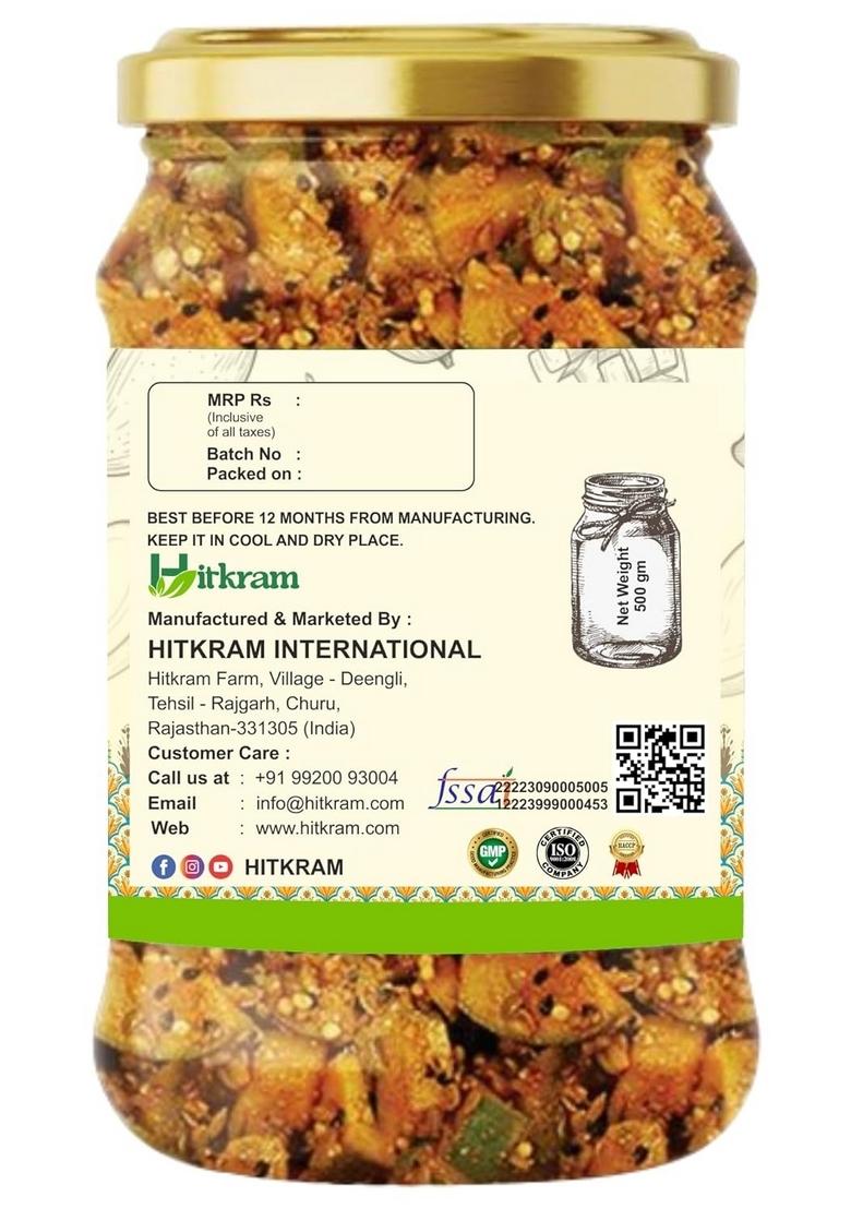 Hitkram 100 Natural Mango Pickle 500Gm Free From Artificial Colors And Additives Aam Ka Achar