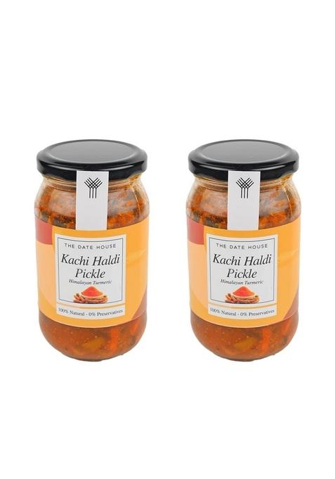 The Date House Kachi Haldi Ka Achar|Turmeric Pickle 350 Gm Each Made With Traditional Homemade Recipe|Haldi Achar South Indian Taste Organic Pack Of 2