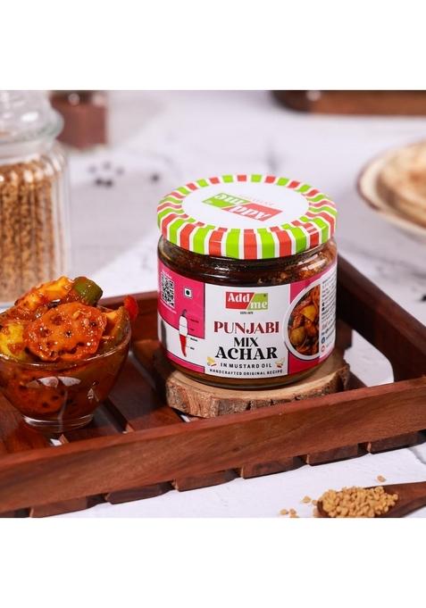 Add Me Homemade Authentic Punjabi Mix Achar 300Grm | Traditional Spicy Ghar Ka Bana Achhar Masaledar Tasty Flavours Mixed Pickles Handmade Indian Pickle
