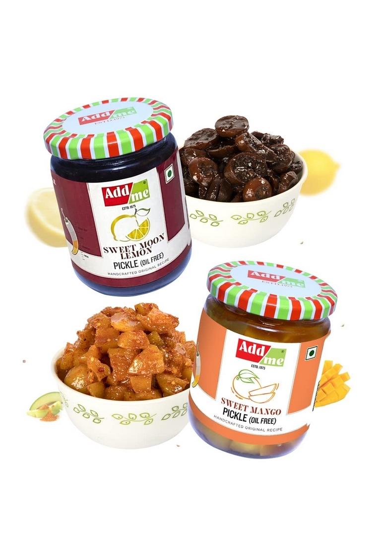 Add Me Combo 6 In 1 Mango Pickles 500 G Sweet Lime 600 Green Chilli 500G Punjabi Mixed Pickle 600Gm Red Stuffed Total 3 2Kg