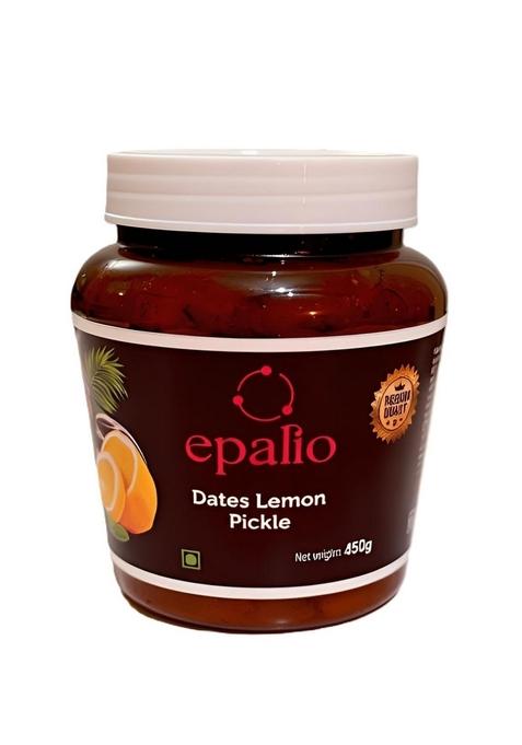 Epalio Dates Lemon Pickle | Khajoor Nimbu Achar 450 Gm Jar Sweet Tangy Homemade Authentic South Indian