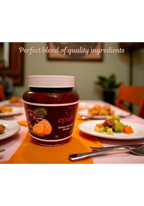 Epalio Dates Lemon Pickle | Khajoor Nimbu Achar 450 Gm Jar Sweet Tangy Homemade Authentic South Indian
