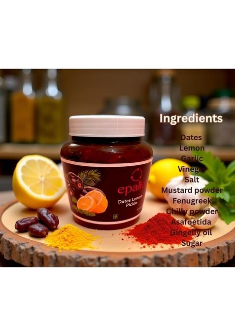 Epalio Dates Lemon Pickle | Khajoor Nimbu Achar 450 Gm Jar Sweet Tangy Homemade Authentic South Indian