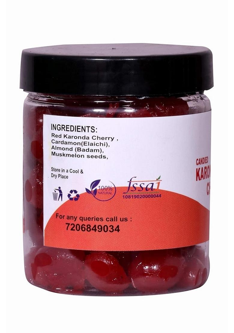 Sai Food Mother Made Organic Candy Cherry Karonda Fruite' Murabba With Almond Ingredient Fenugreek Muskmelon Seeds Red Clove Elam Crystals Cardamom Elichie Palm 250Gm