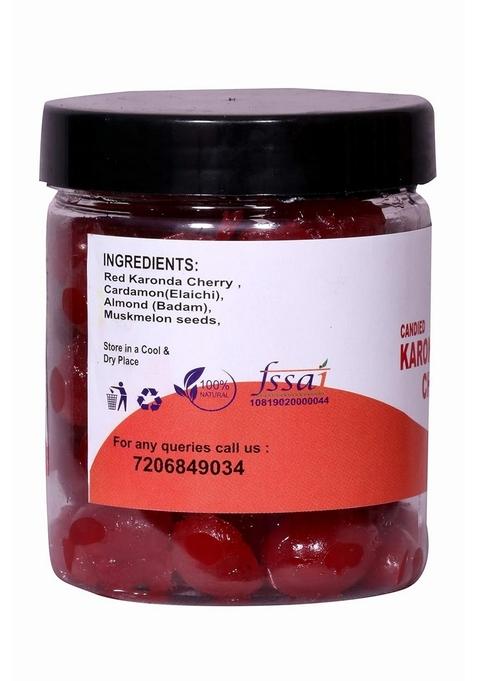 Sai Food Mother Made Organic Candy Cherry Karonda Fruite' Murabba With Almond Ingredient Fenugreek Muskmelon Seeds Red Clove Elam Crystals Cardamom Elichie Palm 250Gm