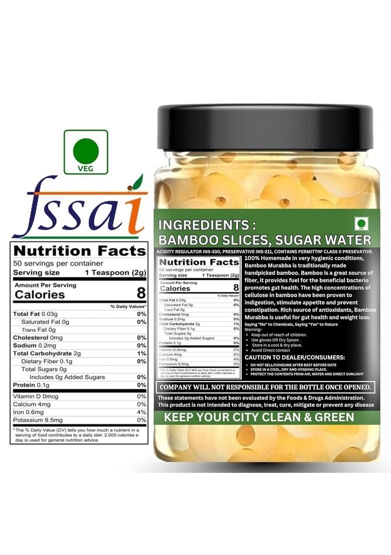 7Herbmaya Bamboo Murabba | Tasty Ayurvedic Inspired Sweet Traditional Vegetable Style Relish 500 Gm