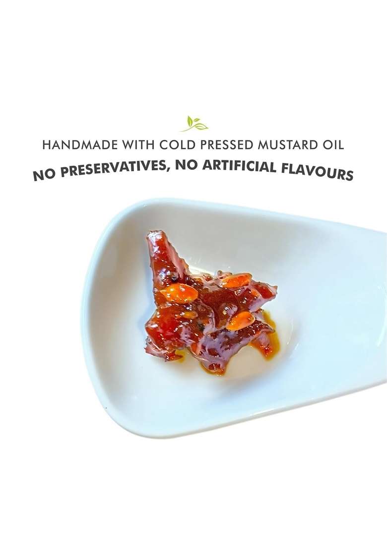 Langha Valley Homemade Sweet And Spicy Mango Chutney Launji | Made With Dry Fruits Shakkar Cold Pressed Organic Mustard Oil Preservative Free 220 Grams - Indya
