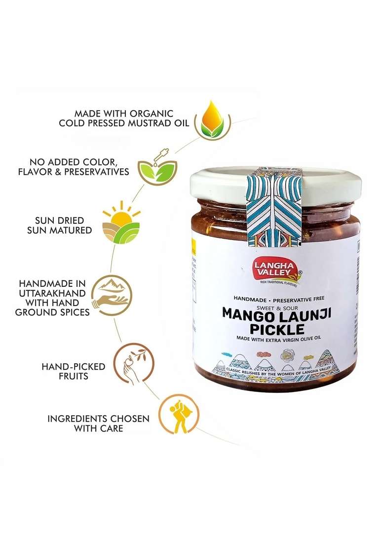 Langha Valley Homemade Sweet And Spicy Mango Chutney Launji | Made With Dry Fruits Shakkar Cold Pressed Organic Mustard Oil Preservative Free 220 Grams - Indya