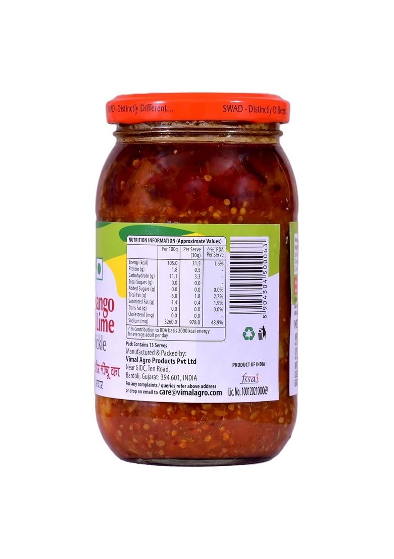 Swad Distinctly Different Delicious Lime Chilli Pickle 400 Gm Nimbu Ka Achar