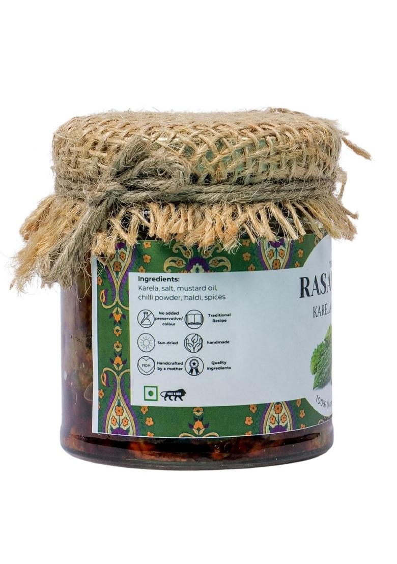 The Rasaveda Authentic Karele Ka Achar 300Gm | Bitter Gourd Pickles North Indian Karela Pickle In Fresh Mustard Oil Glass Jar
