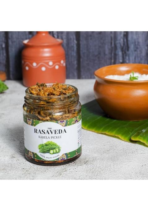 The Rasaveda Authentic Karele Ka Achar 300Gm | Bitter Gourd Pickles North Indian Karela Pickle In Fresh Mustard Oil Glass Jar