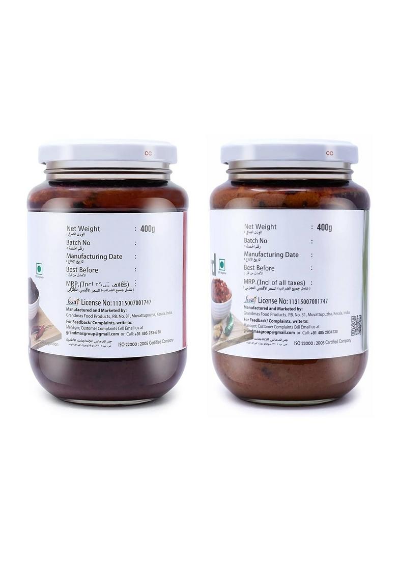 Grandmas Authentic Kerala Style Dates Pickle Bitter Gourd Pavakkai Combo | 400G Bottle Healthy And Tasty South Indian