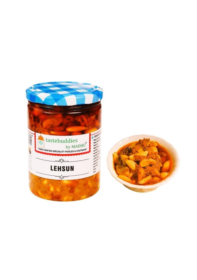 Tastebuddies By Madhu Madhu® Lehsun Pickle 450 Gm Handcrafted Homemade Gourmet Garlic Bold Savory Flavor In Wood Pressed Mustard Oil Authentic Taste Of India