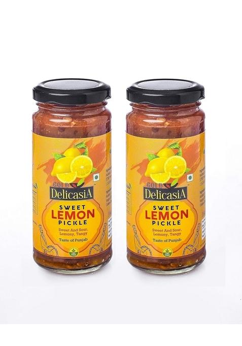 Delicasia Gold Lemon Sweet Pickle 250 Gm Combo Of 2 Brand Sr'S Indian Flavor No Artificial Color And Flavors Gluten Free 77 Years Trust