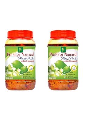 Pothigai Natural Mango Pickle 1Kg Pure Home Made With Wooden Cold Pressed Gingelly Oil No Preservatives 100 Pack Of 2