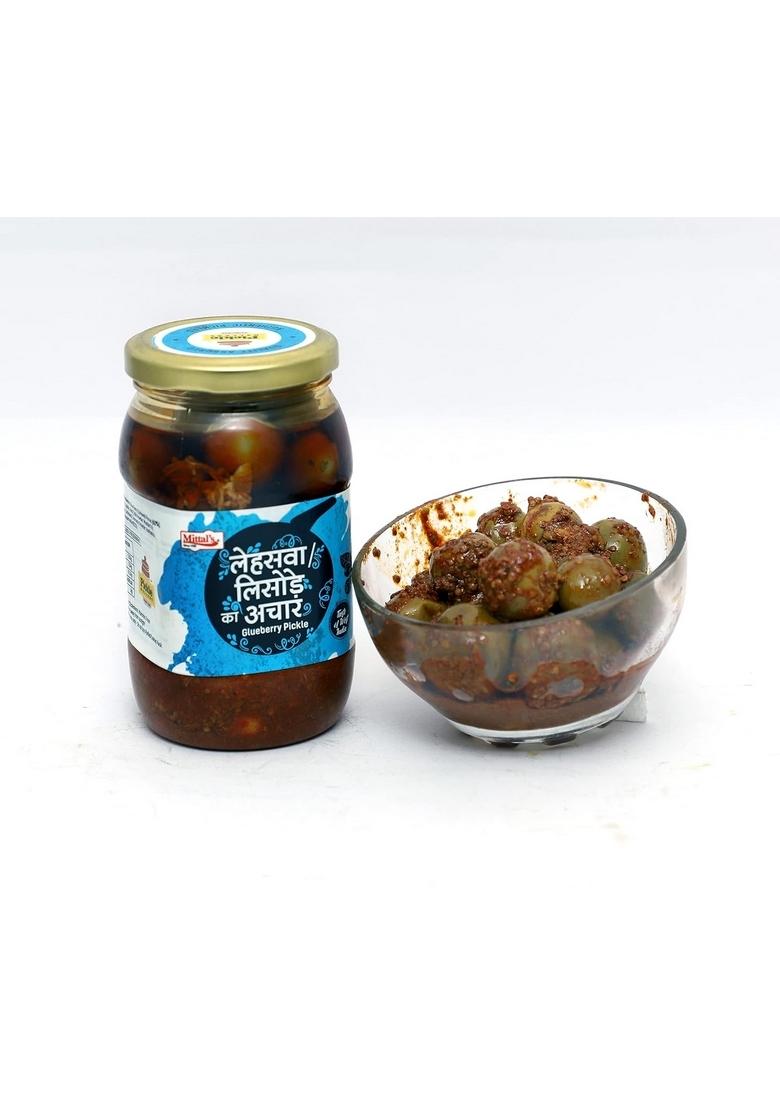 Pickle Gallery Mittal'S Glueberry Pickles Lesua Gunda Achar Leswa Lasoda Achaar Handmade Homely Taste Rajasthani Style 400 Gms Pet Jar