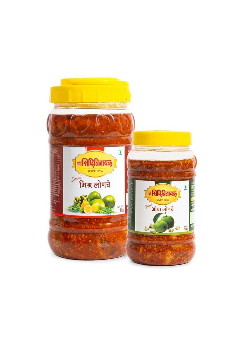 Shree Siddhivinayak Combo Pack Of 2 Mix Pickle 1 Kg Mango 500 G Achar Aam Ka Achaar