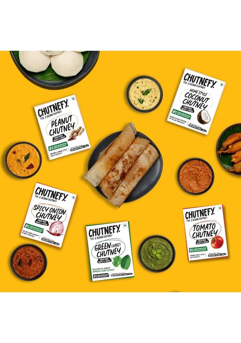 Chutnefy Flavours Of India Chutney Carnival Combo | Pack 5 75Gms Dry 4 Servings Per Authentic Indian Chutneys For Breakfast Meals Instant Fresh And Easy To Make No Preservative