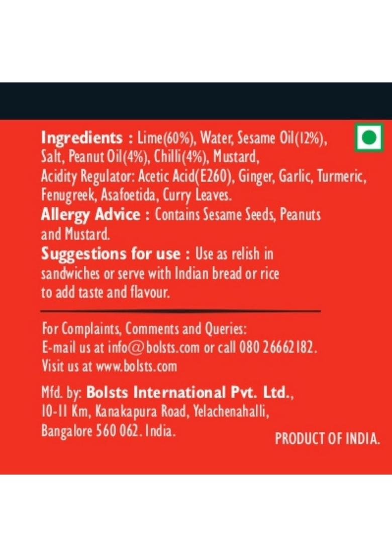Bolst'S Lime Achar Zesty Lemon Pickle Ready To Eat Foods Made With Farm Fresh Lemons Homemade Taste 100 Natural Ingredients 280G