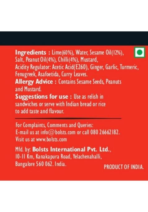 Bolst'S Lime Achar Zesty Lemon Pickle Ready To Eat Foods Made With Farm Fresh Lemons Homemade Taste 100 Natural Ingredients 280G