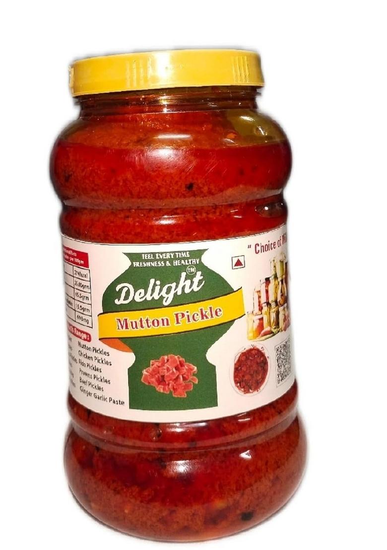Delight Mutton Pickle Homemade Spicy And Tangy Delicious Fresh Ready To Eat With Jar 1000Grm