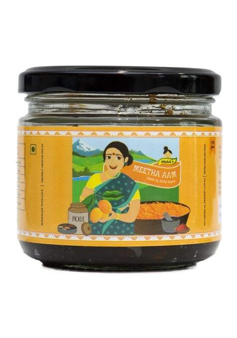 Maa'S Meetha Aam Chunda Achaar 100 Homemade No Preservatives Color Added | Grated Raw Mango Red Chili Powder Mixed Achar Foothills Of Himalayas Glass Jar – 250Gm