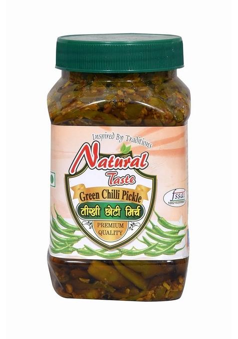 Natural Taste Homemade Organic Special Green Chilli Pickle Teekhi Choti Hari Mirch Ka Achar 400 Grams