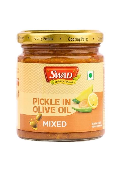 Swad Mixed Pickle In Olive Oil 200G | Spicy Achar With Made Premium Fresh Mango Carrot Lime Green Chilli Traditional Spices