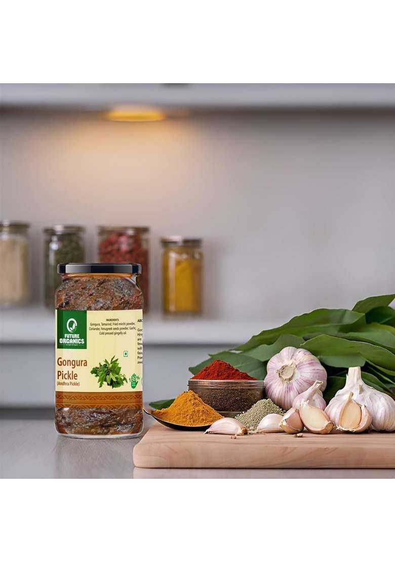 Future Organics –Eat Oragnic Be Organic Gongura Andhra Pickle Homemade Pack Of 2 220 Gm Each 100 Fresh Achar With Taste Pure Natural Healthy - Indya