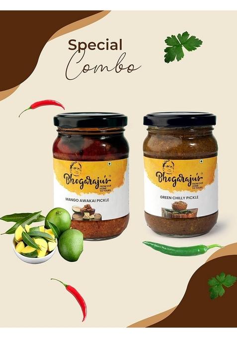 Bhogarajus Bhogaraju'S Andra Style Mango Awakai Pickle Pure Home Made Homemade Ready To Eat Chilli 300 Grams Each Pack Of 2