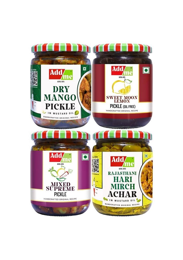 Add Me 4 In 1 Rajasthani Pickle Combo Dry Mango Pickles 500G Aam Ka Achar Mixed 500 G Mix Lemon Sweet And Sour 600 Green Chili Mirch 2 Kg