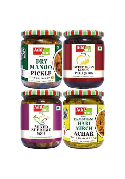 Add Me 4 In 1 Rajasthani Pickle Combo Dry Mango Pickles 500G Aam Ka Achar Mixed 500 G Mix Lemon Sweet And Sour 600 Green Chili Mirch 2 Kg