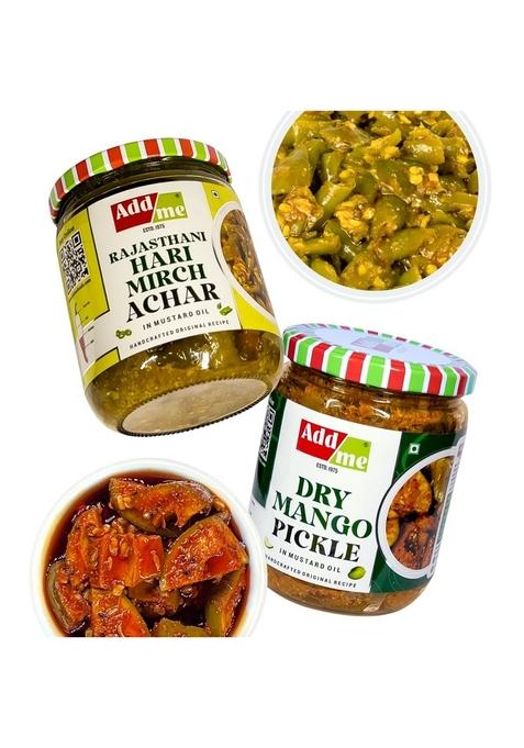 Add Me 4 In 1 Rajasthani Pickle Combo Dry Mango Pickles 500G Aam Ka Achar Mixed 500 G Mix Lemon Sweet And Sour 600 Green Chili Mirch 2 Kg