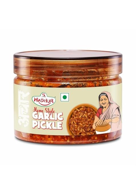 Madhur Garlic Pickle 250G Tin Pack Lahsun Ka Achaar Traditional Indian Taste Made With Real Spices Mustard Oil Spicy Tangy 100 Vegetarian In India