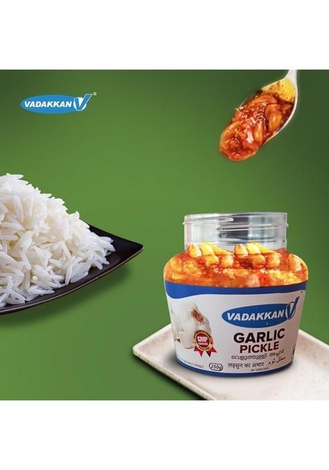 Vadakkan Homemade Garlic Pickle Gmp Iso Haccp Certified | Made With Natural Ingredients Tangy Spicy Flavor 100 Perfect Condiment For Every Meal |250Gm|