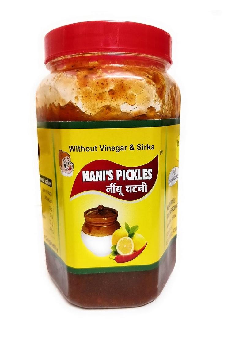 Nani'S Pickles Nani’S Neebu Chatni 1Kg – Homemade Authentic Lemon Chutney Traditional Indian Recipe Chemical Free No Preservatives Fresh Natural Nimbu Pickle