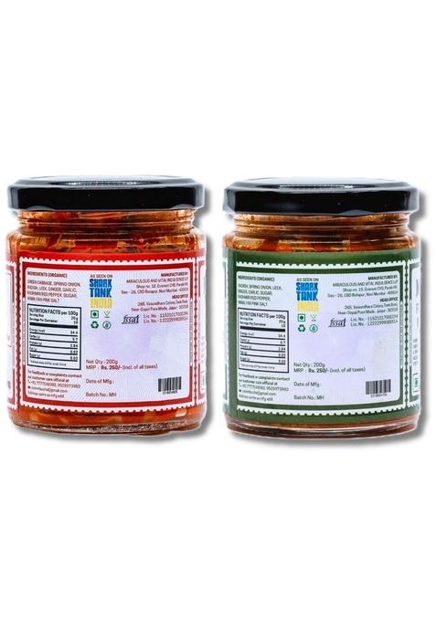 Mavi'S Kimchi | Vegan Radish Combo Pack Of 2 200G Each Korean 100 Natural No Preservatives Organic And Artificial Flavour Or Colour Probiotic Pickle