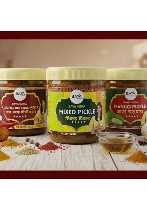 Baya India Combo Pickle Pack Aam | Lal Bharwa Mirchi Mixed – 250G Each