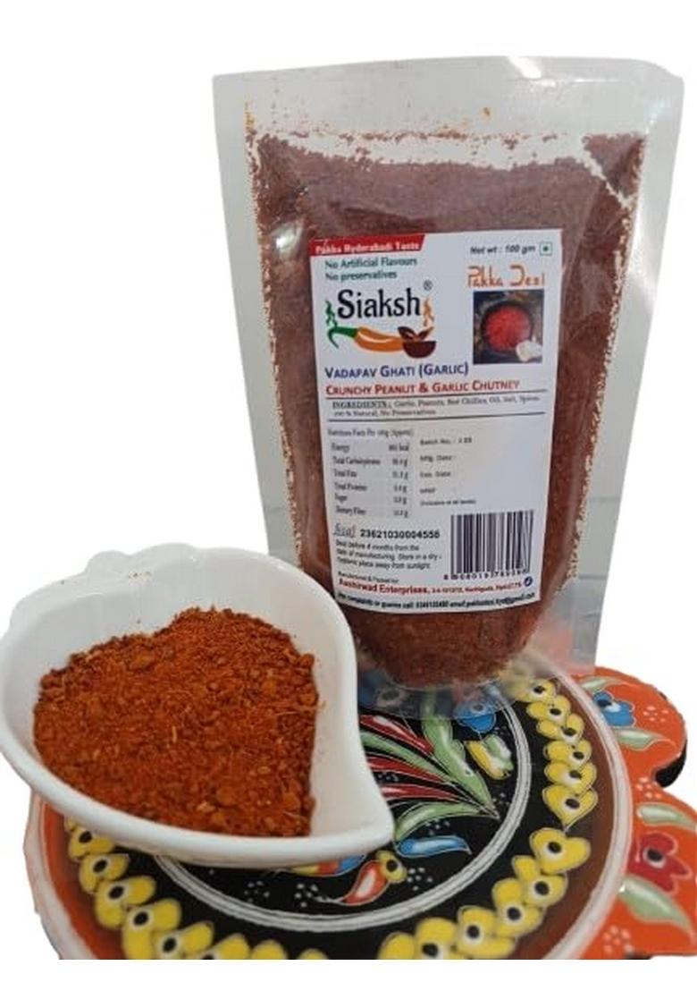 Siaksh Vada Pav Masala Garlic Chutney Powder | Made With Crunchy Peanut And Ready To Eat Authentic Spicy Dry 100 Gram