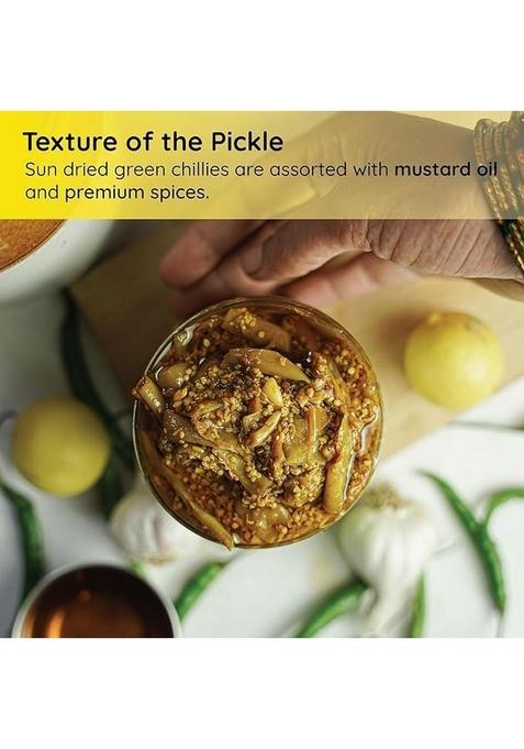 Skybe Green Chilli Pickle 500G Regal Spicy Tangy Fire Pure Zest Premium Crafted Traditional Taste Series