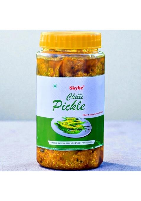 Skybe Green Chilli Pickle 500G Royal Heritage Fire Mixed With Pure Tangy Authentic Aroma Blend