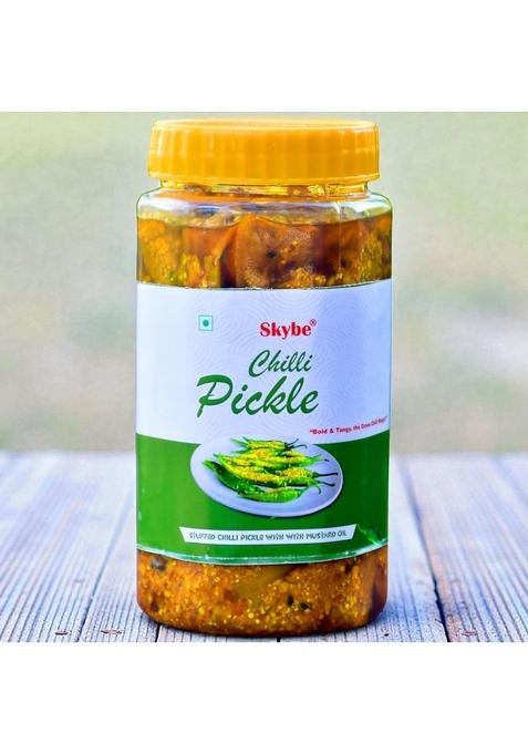 Skybe Green Chilli Pickle 500G Platinum Spicy Heat With Fresh Tangy Natural Premium Flavour
